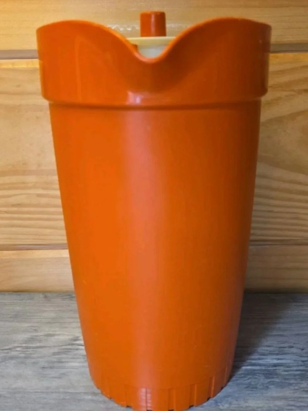 Tupperware Vintage Orange Pitcher With Lid & Spout 2 Quart Made In USA Durable